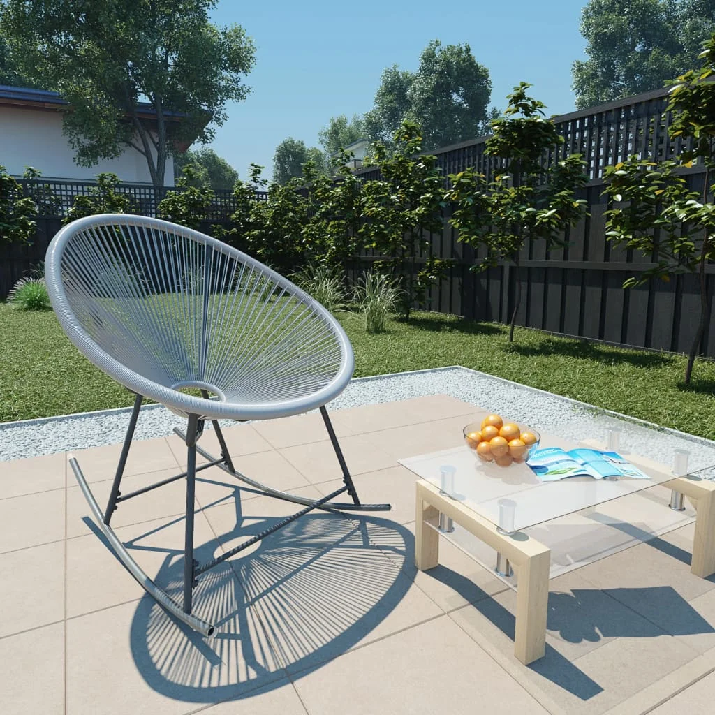 Outdoor Rocking Moon Chair Gray Poly Rattan Recreational chair