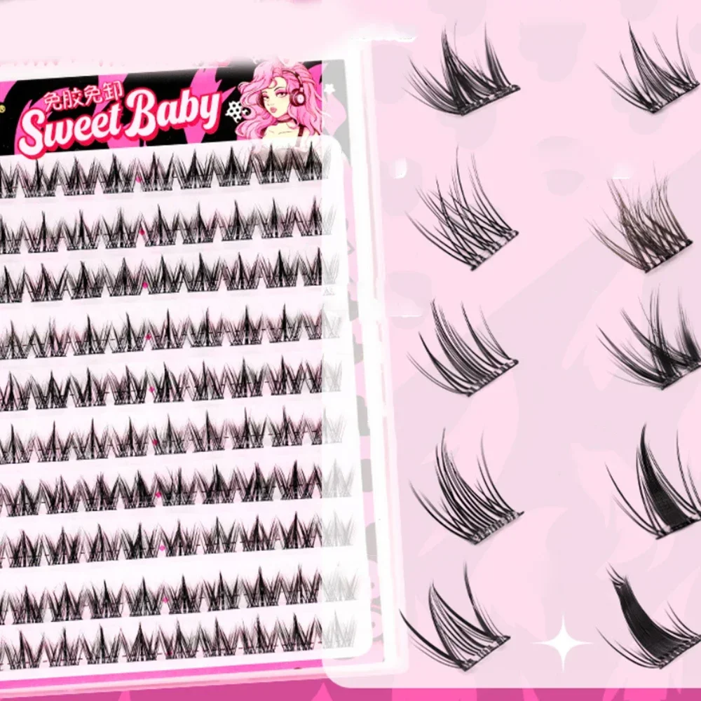 Cílios postiços sem cola de girassol, faça você mesmo, segmentados, reutilizáveis, extensão de cílios, ampliar os olhos, precisa de cola, cílios postiços autoadesivos