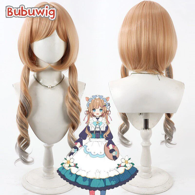 Bubuwig Synthetic Hair Eli Conifer Cosplay Wigs Virtual YouTuber Eli Conifer Short Light Orange Mixed Gray Wig Heat Resistant