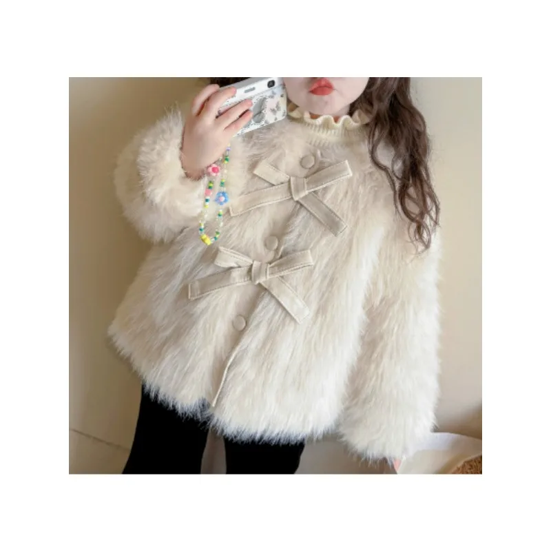 

Korean Version of Girls' Faux Fur Clothes, Winter Retro New Style, Stylish and Small Fragrant Style, Women's Baby Fur Coat