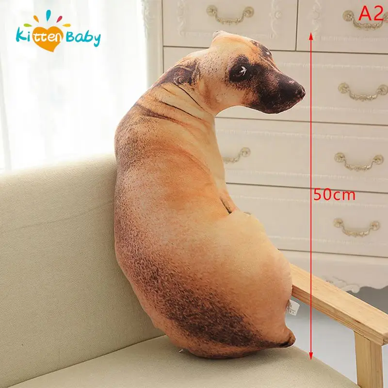 

3D Cute Bend Dog Printed Throw Pillow Lifelike Animal Funny Dog Head Cosplay Children Favorite Toy Cushion for Home