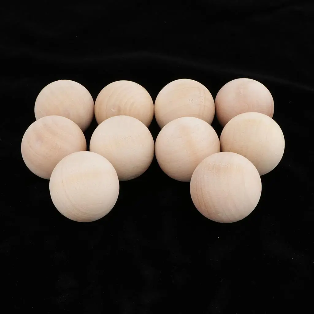 Bolas redondas de madera, bolas de madera sin terminar de 4 cm para manualidades - Bolsa de 10