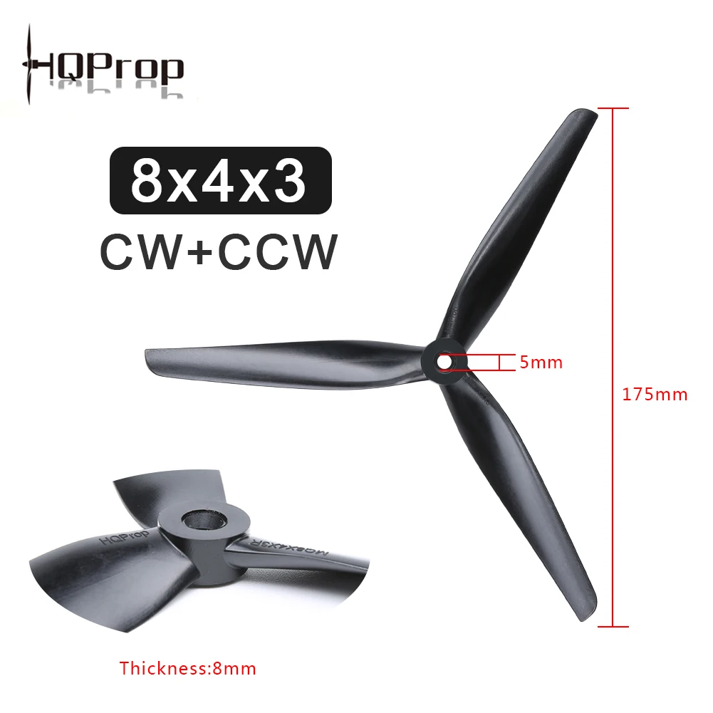 HQPORP 8X4X3 HQ MacroQuad Prop 3 blade 8040 PC Fiber Glass Nylon propeller for Mark4 XL8 FPV 8inch Multirotor X-Class RC Drone