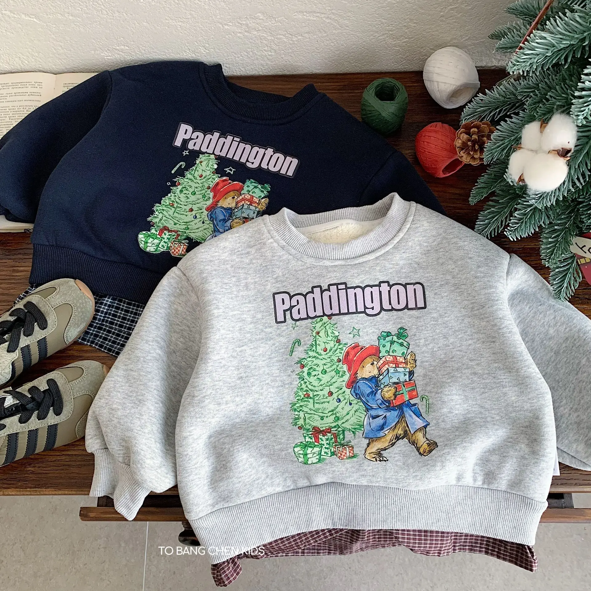 

2025 Winter Toddler Boys Hoodies Cartoon Printed Thick Warm Kids Baby Boys Sweatshirt Christmas Infant Boys Sweatshirt Tops