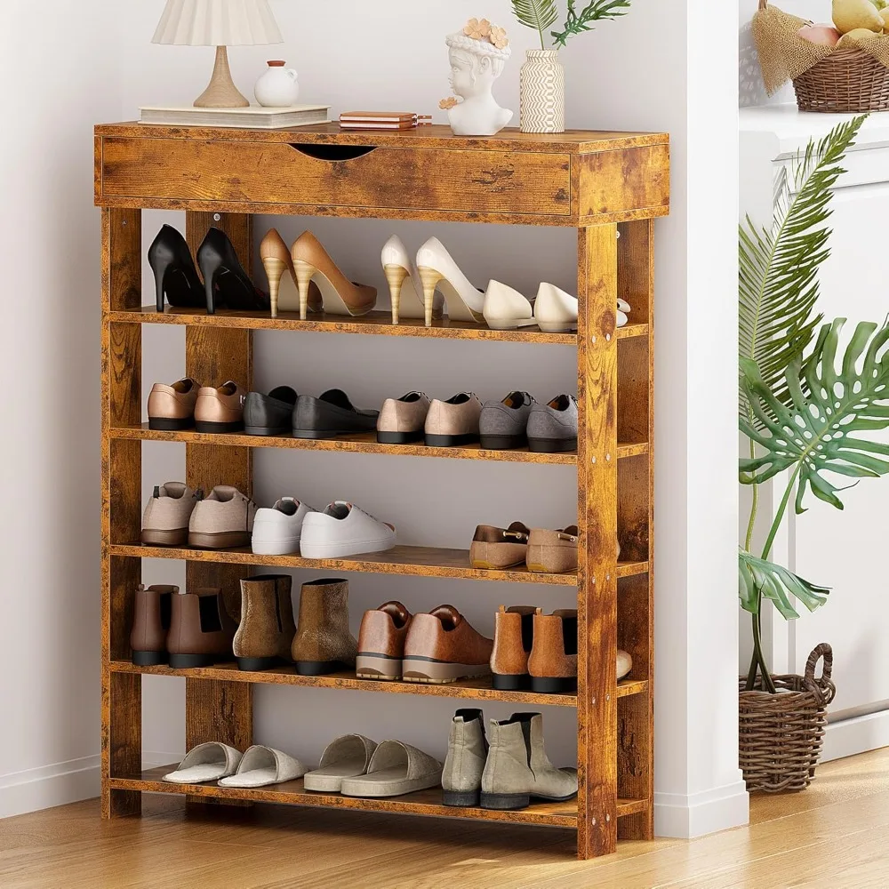 

5-Tier Shoe Rack for Entryway, 29.5 inches Shoes Storage Organizer with Storage Compartment