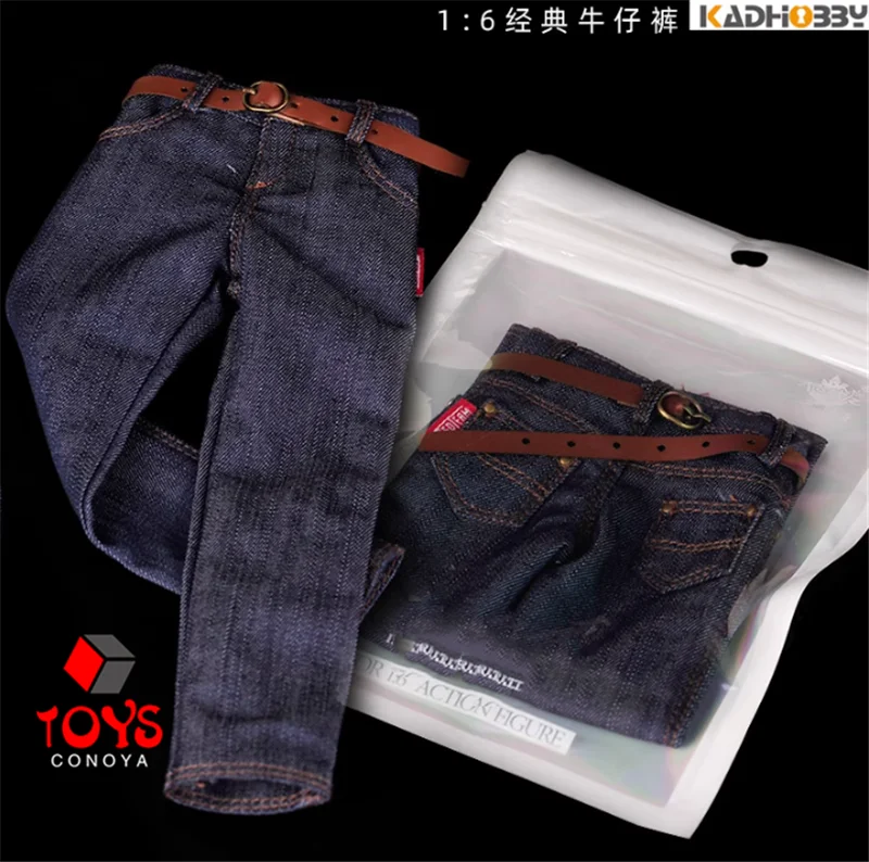 Maßstab 1/6 Männliche Klassische Jeans Denim Hosen Hosen Kleidung Modell Fit 12-zoll Soldat Muskel Action Figur Körper Puppen