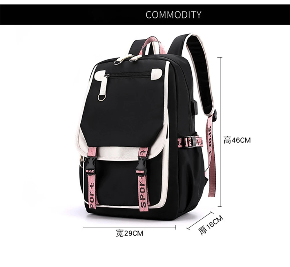 حقيبة ظهر ذات سعة كبيرة لطلاب المدارس الثانوية، حقيبة ظهر للسفر باللون الأسود والوردي لطلاب المدارس المتوسطة، حقائب كتب كابيبارا أنيمي
