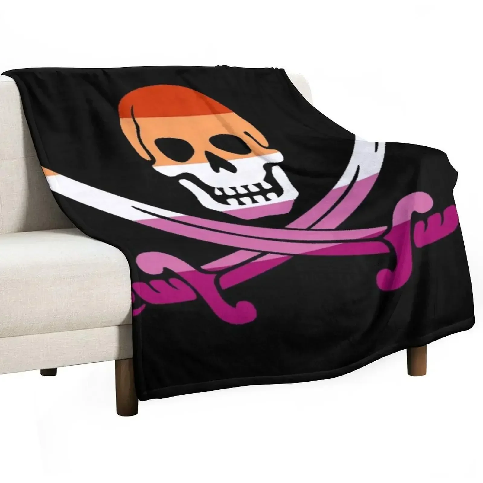 lesbian pride pirate flag Throw Blanket Lightweight Cozy Blanket for Bed Sofa