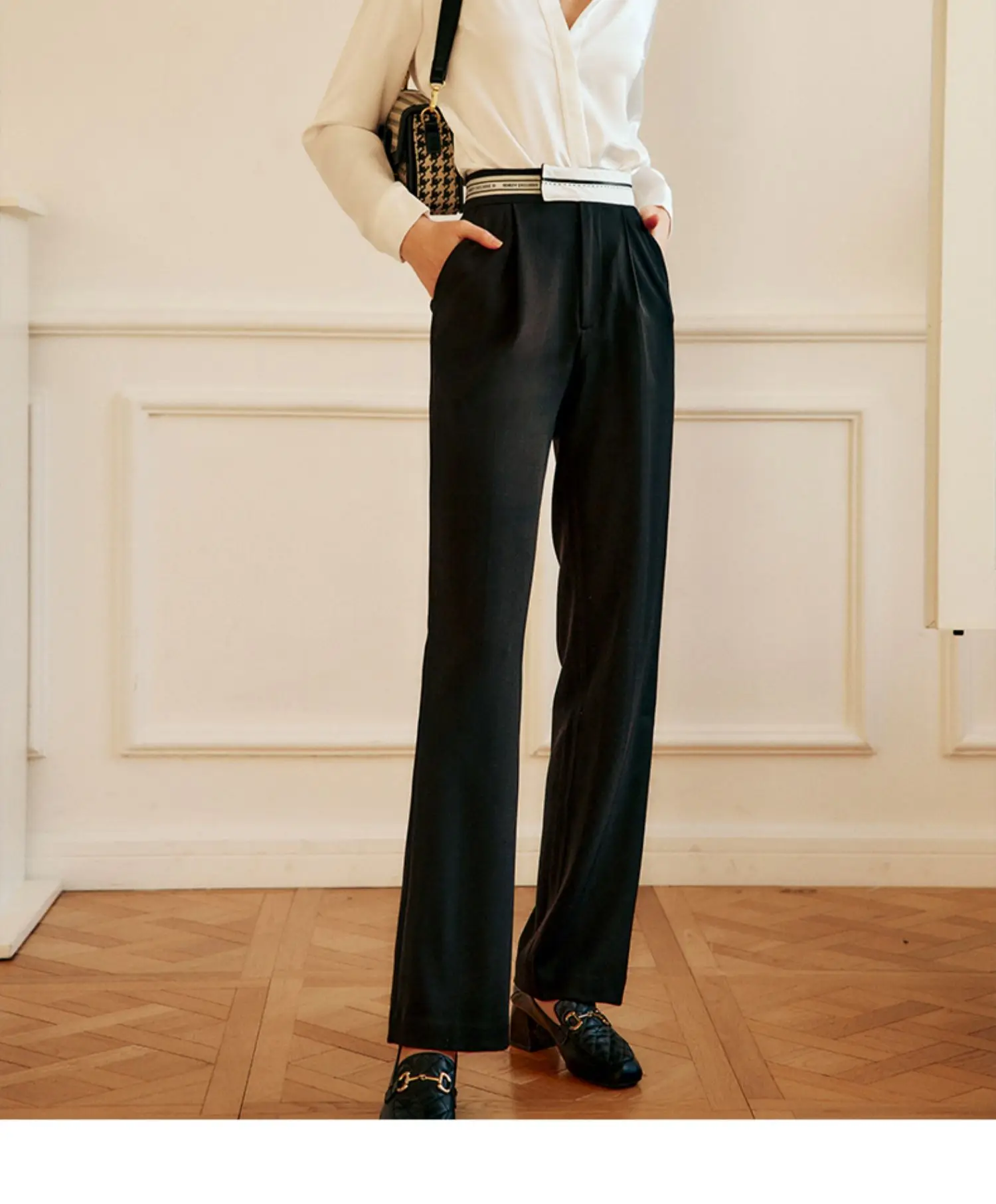 

OLrain Suit Casual Pants Women's Summer 2025 New High Waist Thin Fashion Temperament Design Wide Leg Pants O22CK00531