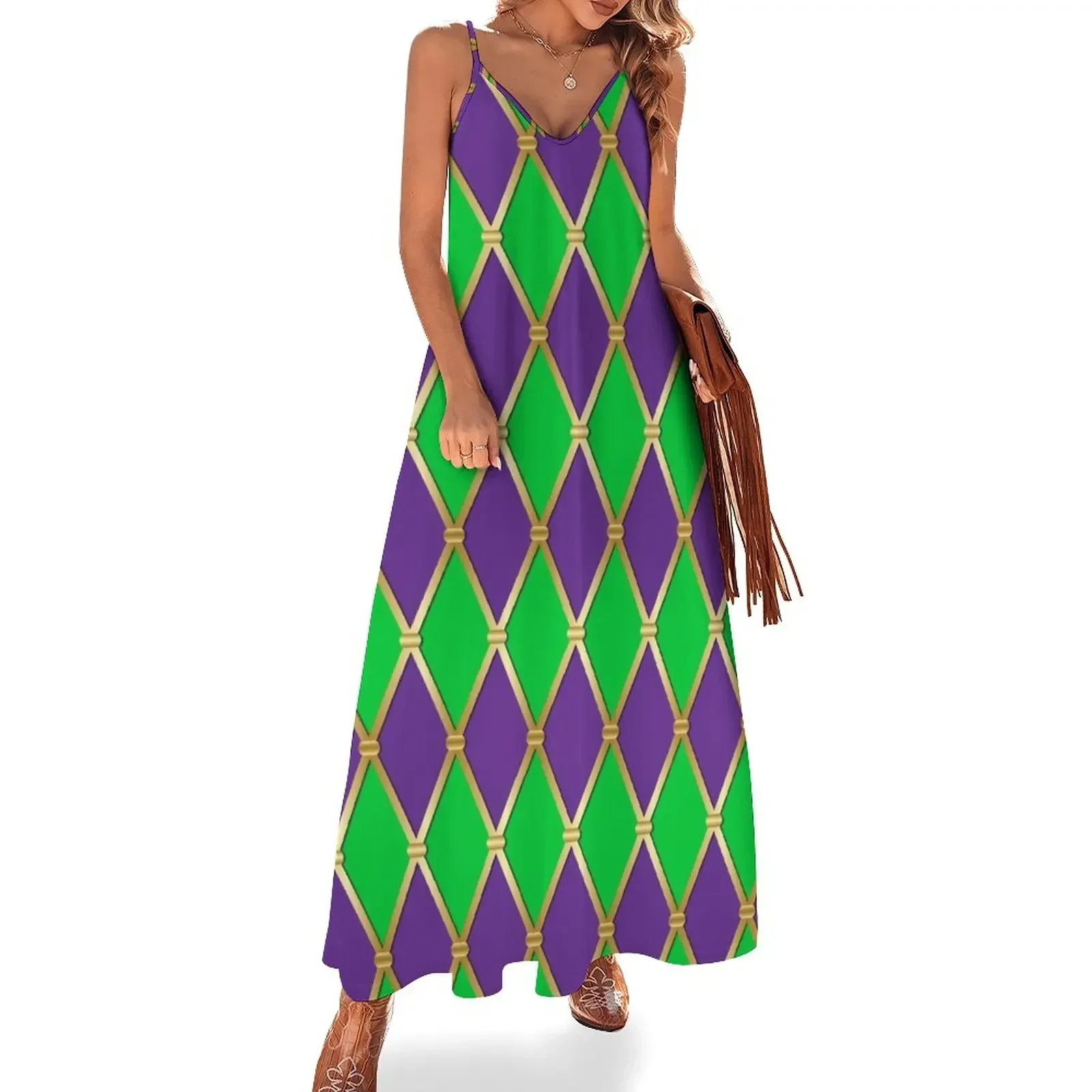 

Harlequin Mardi Gras Sleeveless Dress women formal occasion dresses Elegant gown Dress women Dress