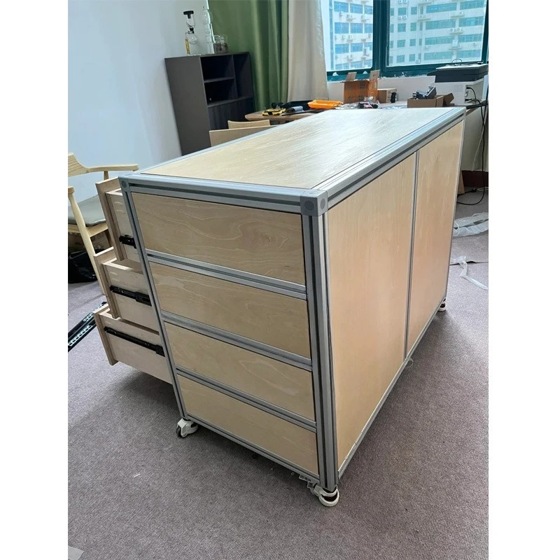 

Birch ocean board storage cabinet, aluminum profile glove cabinet, storage drawer cabinet