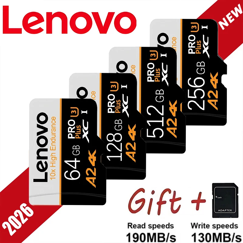 Cartões SD Compactos Lenovo, Cartões TF, Cartões de Memória Micro TF SD 512GB 256GB 128GB 64GB V10 para Drone / Nintendo Switch / Laptop / Telefone