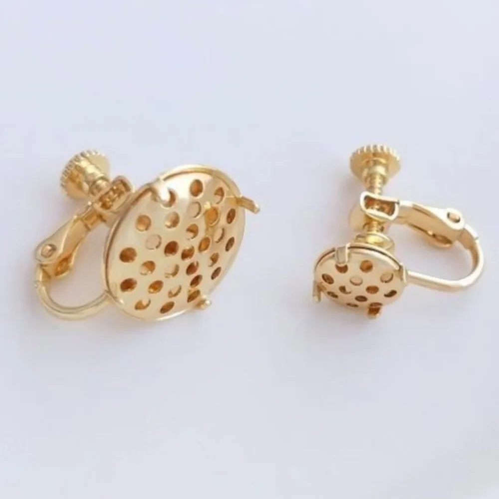 

Copper 14K Gold Color Mesh Disk Screw Ear Clips Showerhead Tray Handmade DIY Ear Jewelry Earrings Ear Buckle Accessories