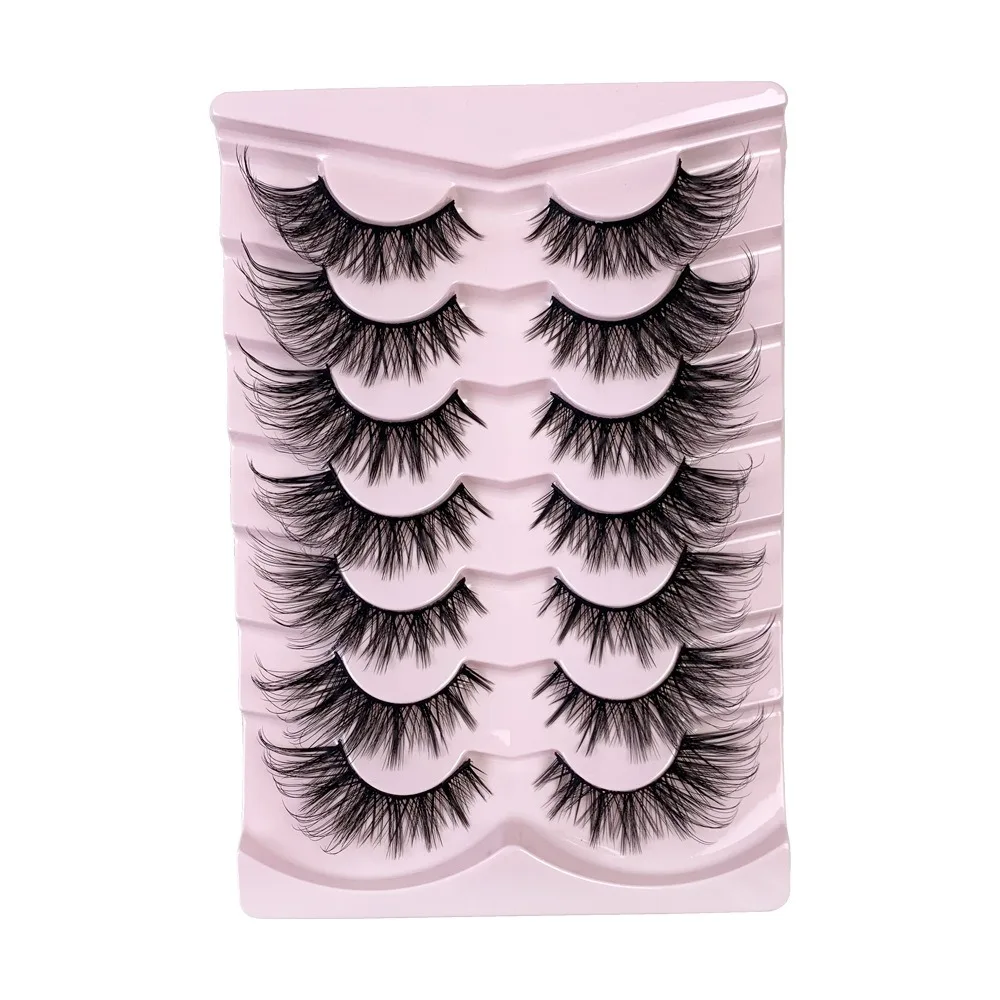 

7 Pairs Simulation Eye Eyelashes Eye Tail Lengthening Lashes Extension Diagonal Fly Fake Lashes Curled Fluffy Reusable