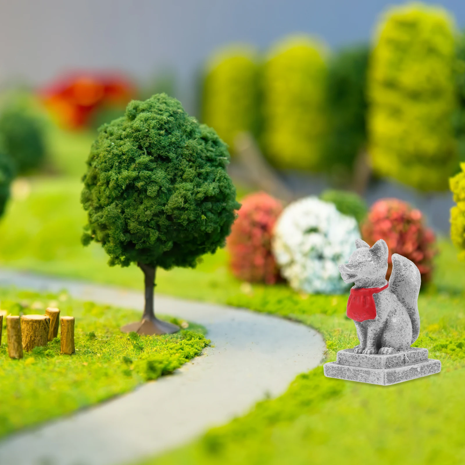 

2 Pcs naments Resin Fox Figurine Bonsai Garden Decoration Mini Landscape Craft Statue Realistic Design Gifts