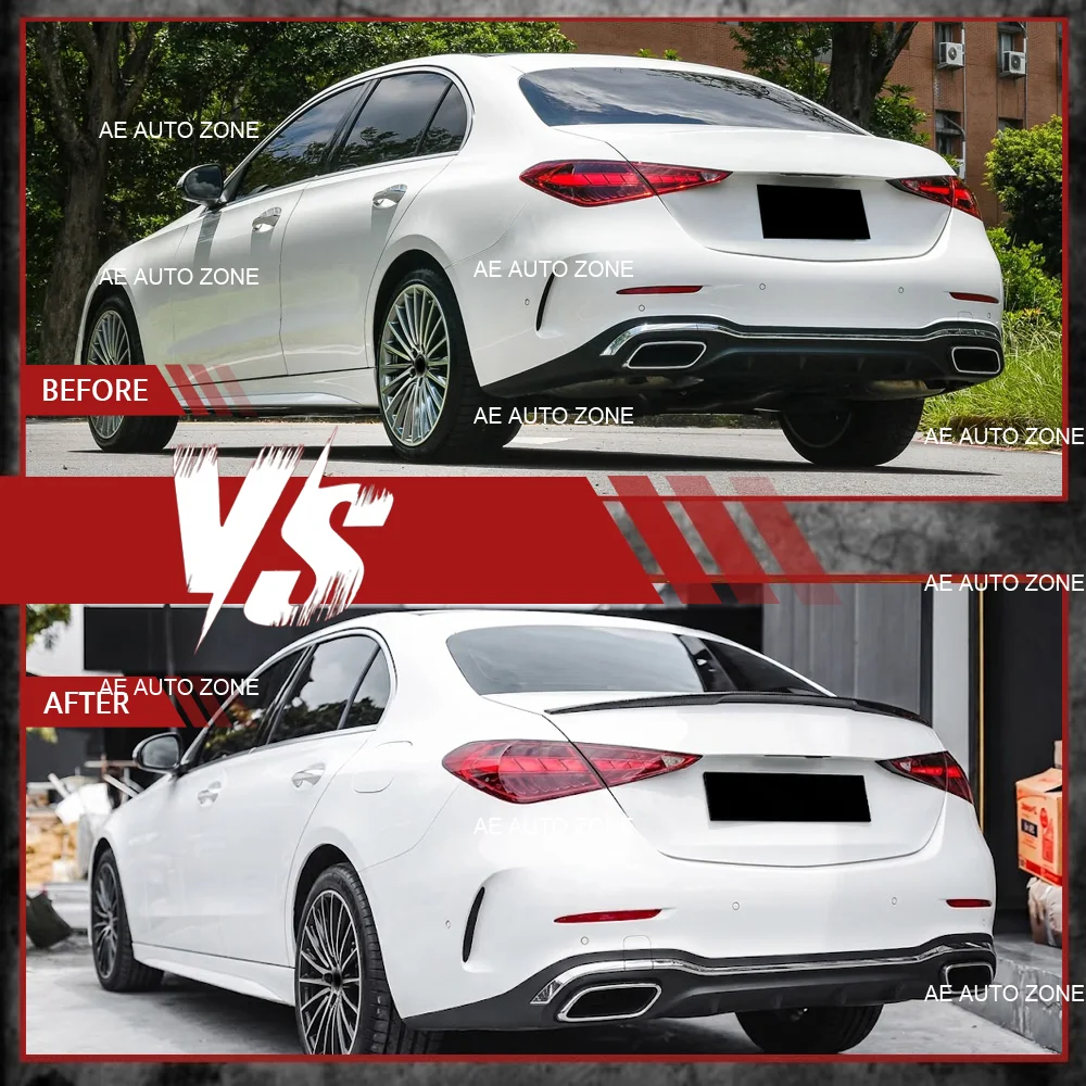 Glossy Carbon Fiber Look Rear Spoiler Wing Sport Style For Mercedes Benz C-Class W206 2022-2026 Sedan C180 C200 C220d C300 C43