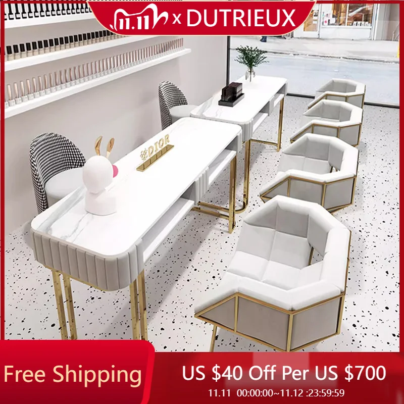 

Aesthetic Light Luxury Nail Desk White Reception Mesa Drawer Manicure Table Modern Nordic Tavolo Per Unghie Salon Furniture