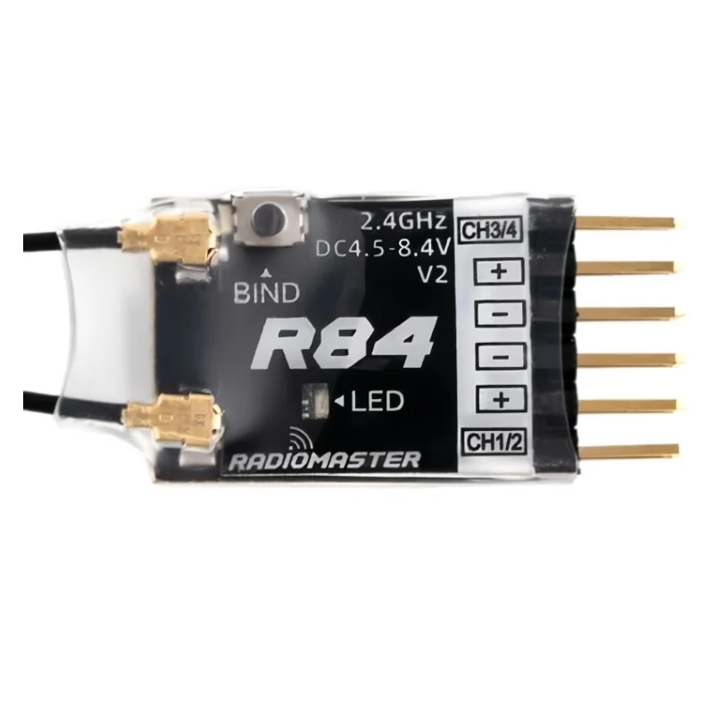 

Радиоприемник Radiomaster R84 V2 4-канальный, совместимый с SFHSS, PWM, FrSky D8 D16, Futaba SFHSS, только для радиоустройств MPM, дальность 1 км