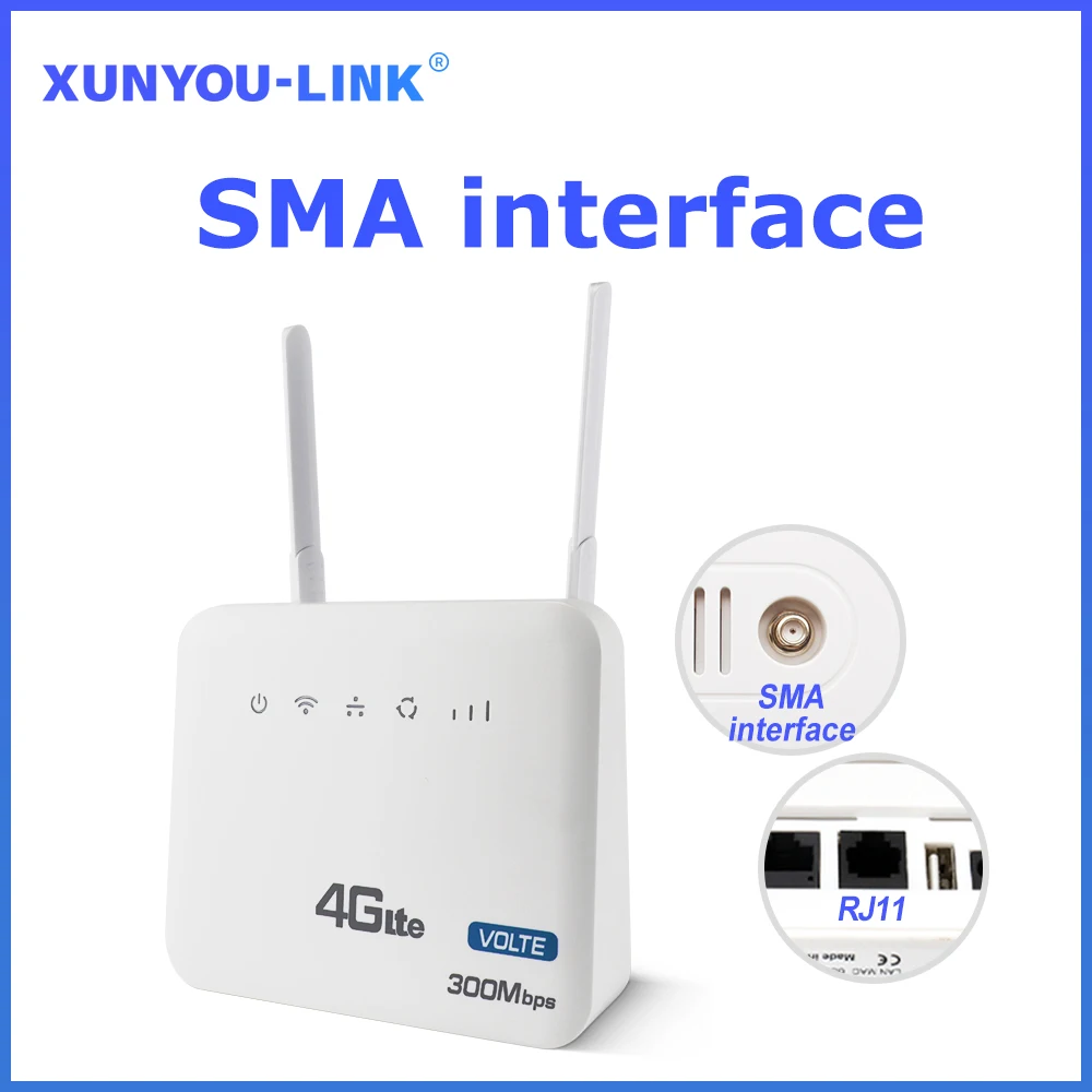 4G SIM WiFi Router 300Mbps Move Modem SMA Antenna Interface With RJ11 Telephone Line Interface for Europe Africa Asia Americ