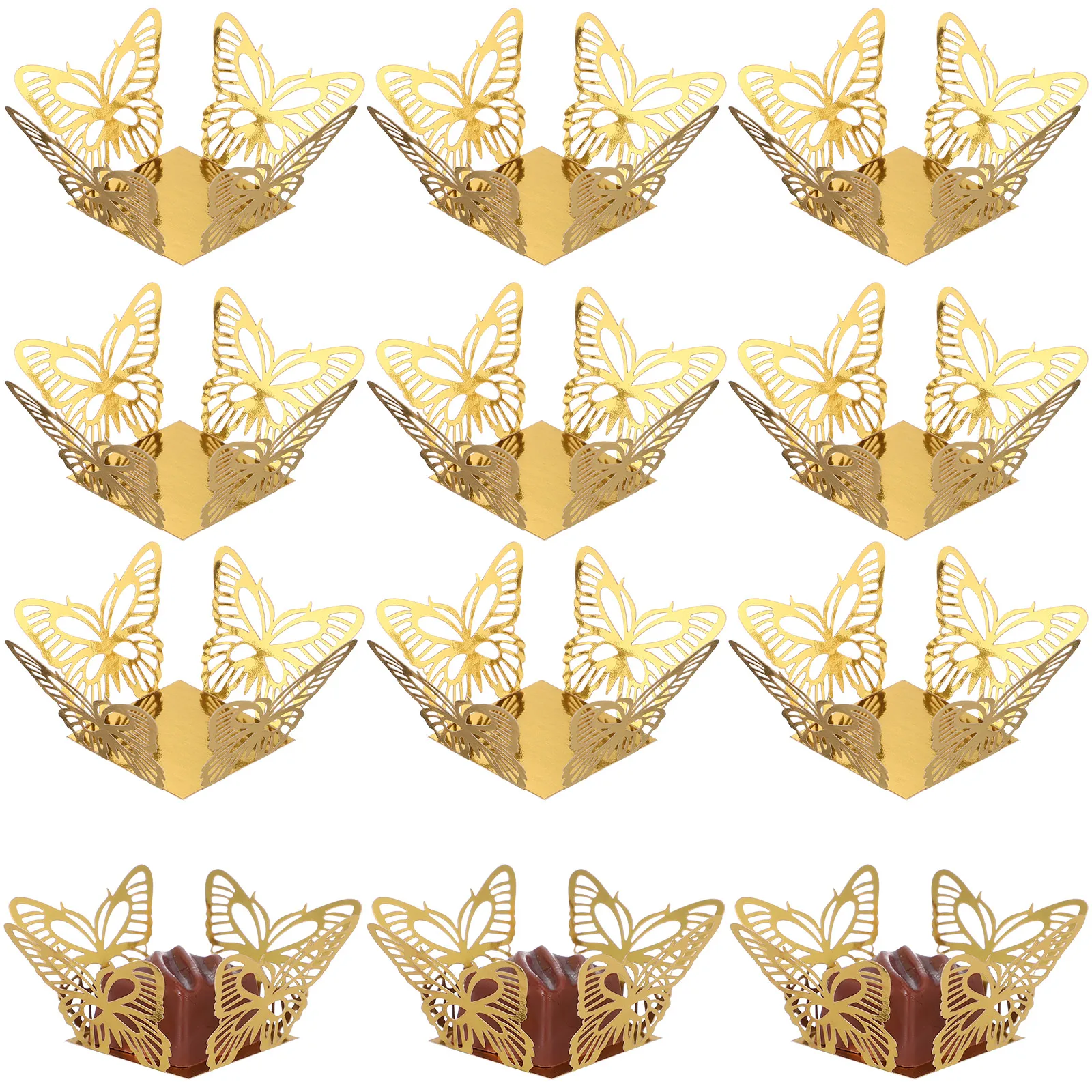 

Double Sided Gold Truffle Wrappers Square Cupcake Liners Chocolate Paper Boxes for Parties Weddings Baking Cups Candy Cups