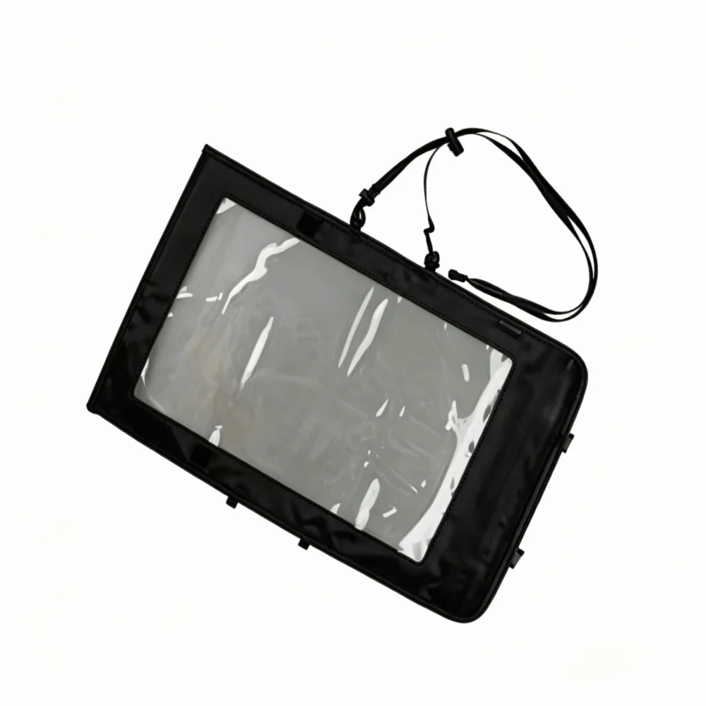 Multi-Purpose TPU Map Case Clear Window Hanging Strap Waterproof Pouch Lightweight Black Trim Transparent Holder Camping
