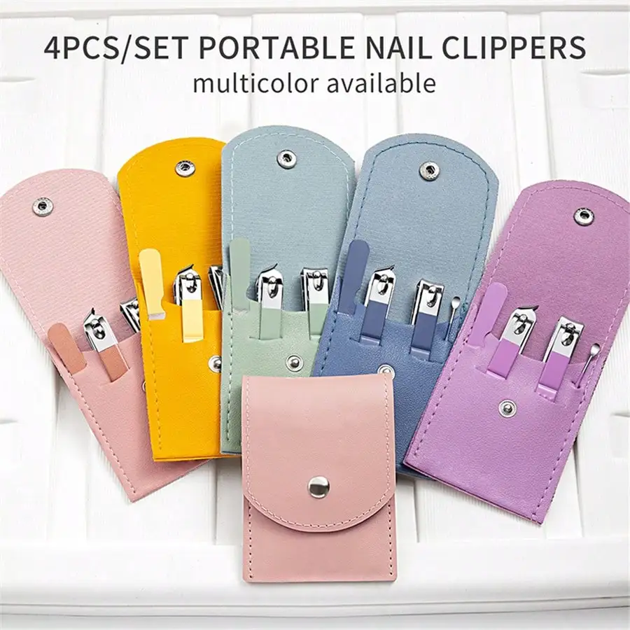 4-piece premium stainless steel manicure pedicure set, grooming set includes precision scissors and portable nail file
