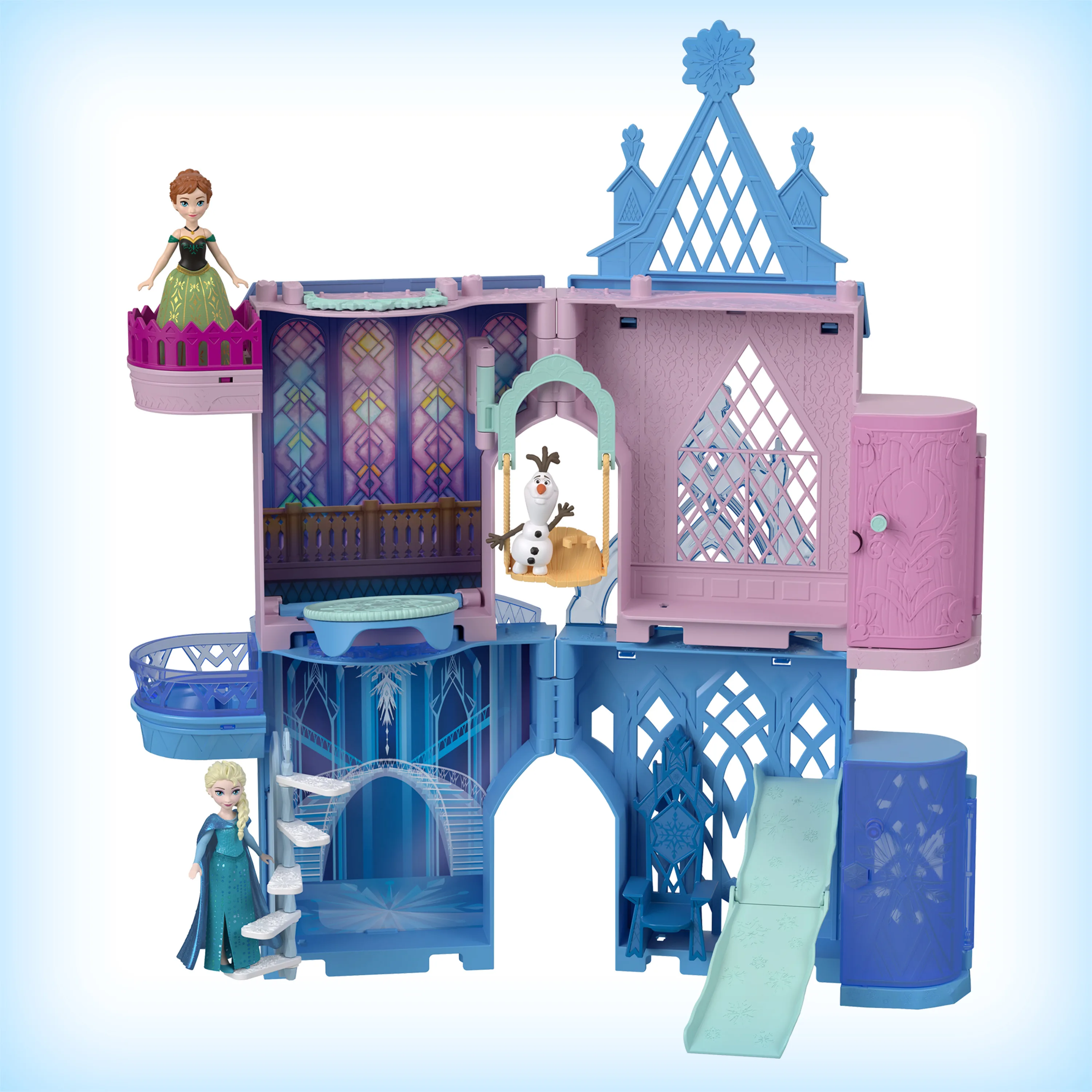 Disney-Congelado Castelo Empilhável Playset para Meninas, Boneca Anna e Elsa, Play House, Brinquedos Interativos, Original, Presentes de Aniversário