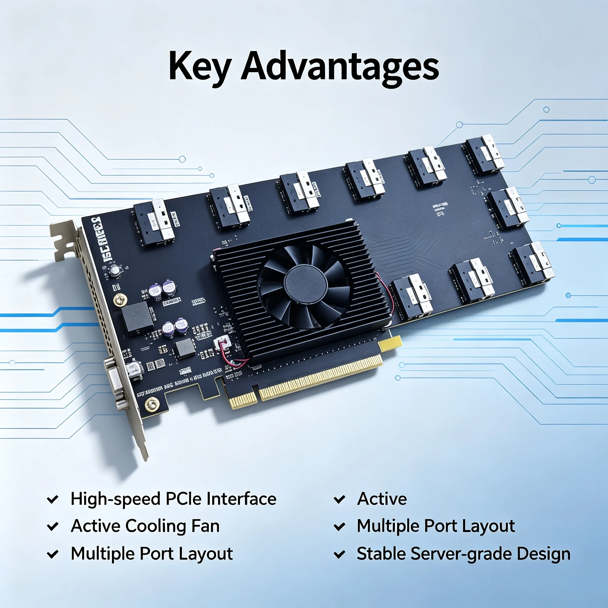 PCIe 4.0 Switch Expansion Card with 10 Ports SFF-8654 8i Interface, U.2 NVMe SSD & AI GPU Multi-Device Expansion Adapter Card