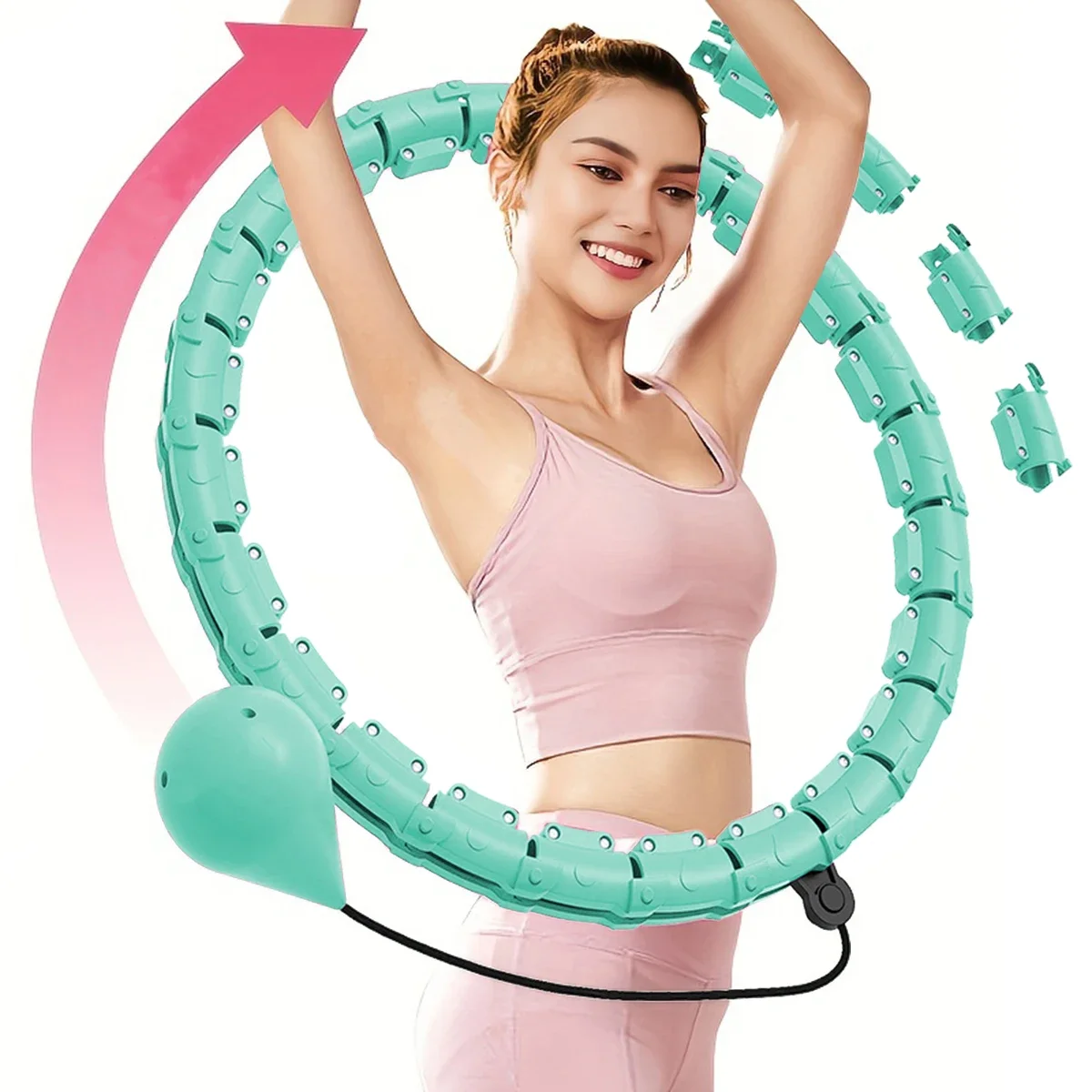 21/24/27/30 Knots Weighted Hula Circle Sport Hoops Weight Loss Plus Size Smart Exercise 2 in 1 Adjustable with Detachable Knots