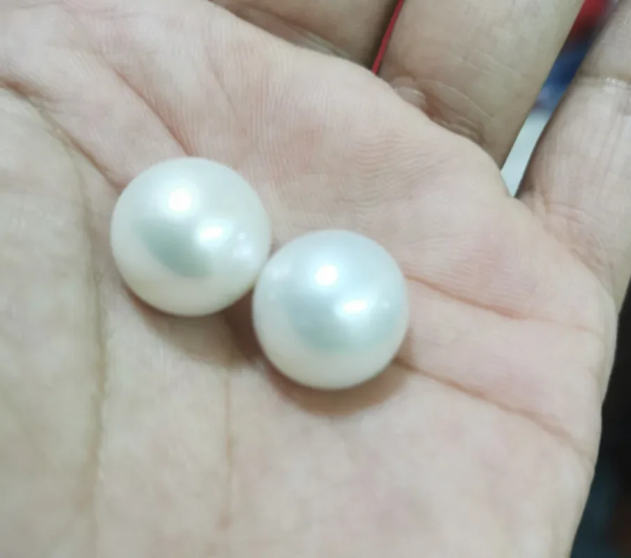 

Pair of 12-13mm White Round Loose Pearl Undrilled Women Wedding Party Jewelry Necklace Earring Ring Bracelet