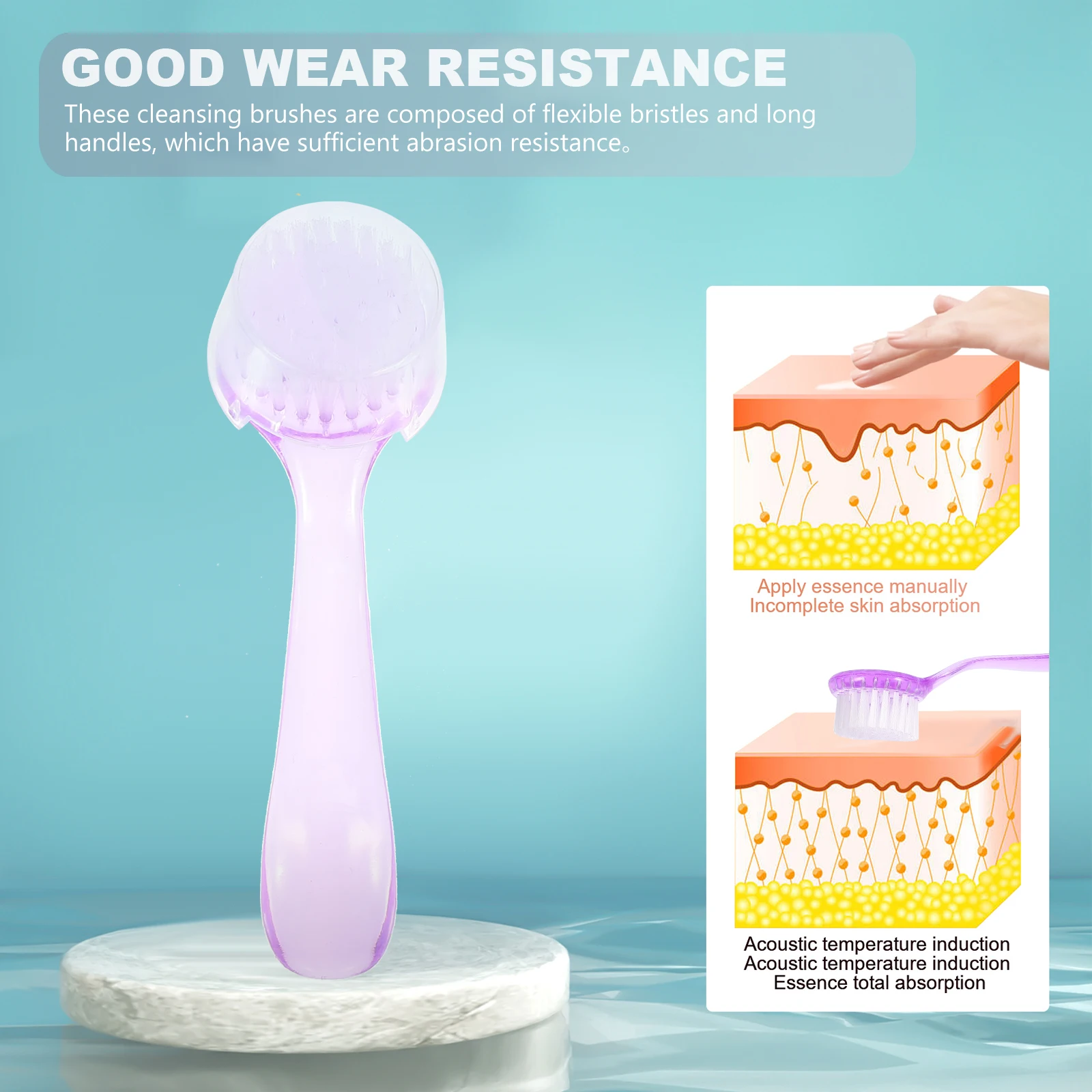 

6pcs Nail Long Nail Cleaner Handle Facial Scrubber For Exfoliating Face Blackhead Removal Dead Skin Cleansing Tool