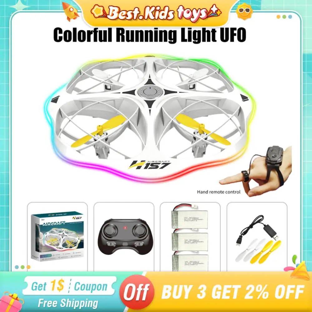 RC UFO Drone Cool LED Remote Control Aircraft Marquee Children Toys Gesture Control Aircraft Obstacle Avoidance Quadcopter Gift