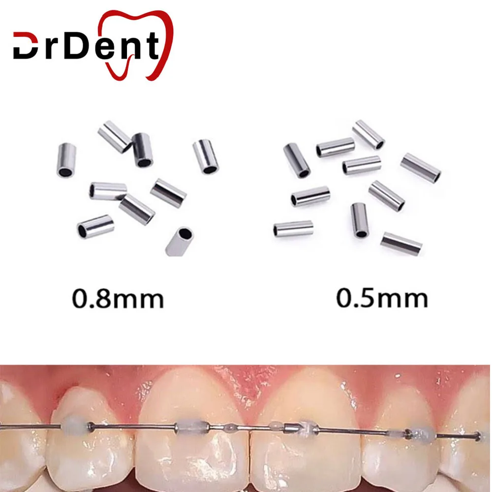 Dental Mini Crimpable Stops 50PCS0.5mm 50PCS0.8mm 25PCS0.5mm/25PCS0.8mm For Orthodontic On Archwire Bracket Orthodontic Wires