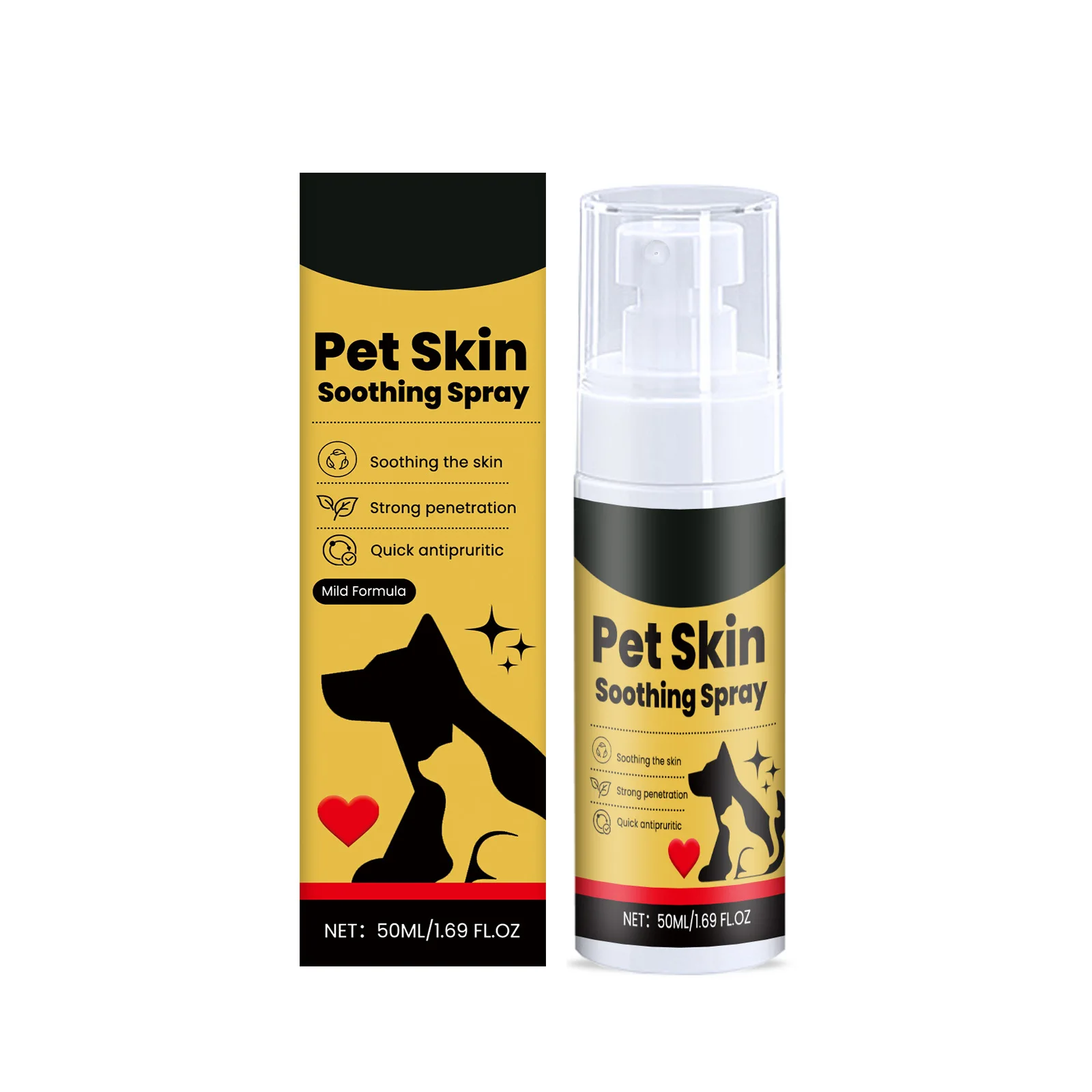New Pet Skin Care Spray Soothing Redness Gentle Formula Non-Irritating Relief Dryness Dogs Cats Sensitive Skin Care Sprays 50ml