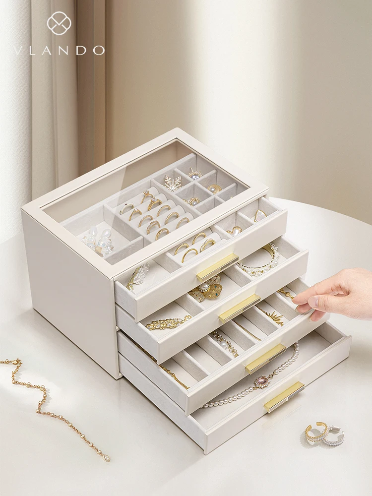 Velando's new jewelry box, high-end exquisite jewelry storage box, anti-oxidation