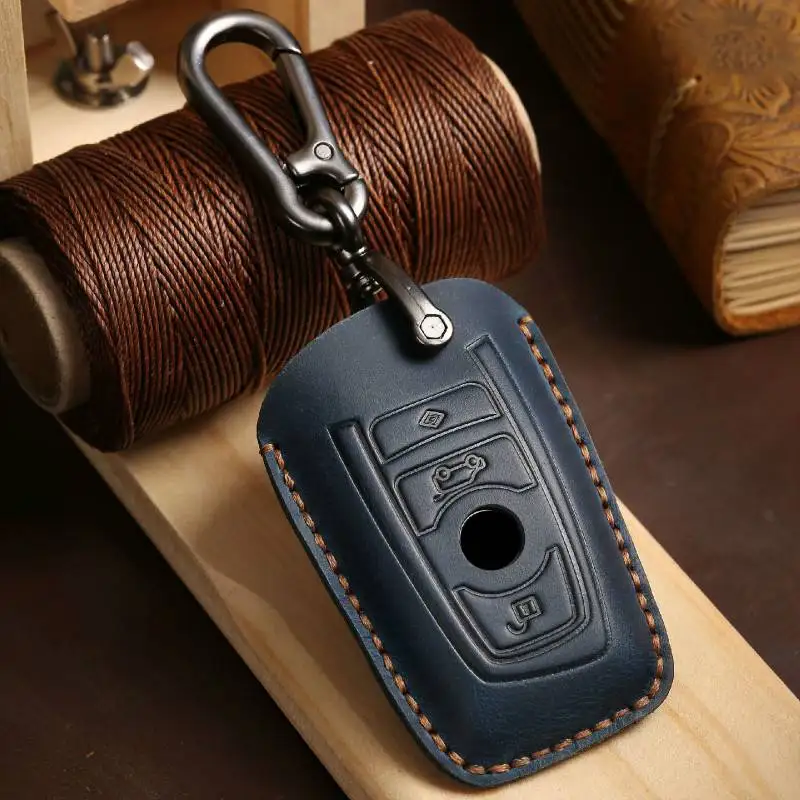 

Luxury Leather Car Key Case Cover Pouch Fob Holder Keychain Accessories for BMW Series 5 F30 F10 F18 X3 X4 F06 F02 M3 M5 Keyring