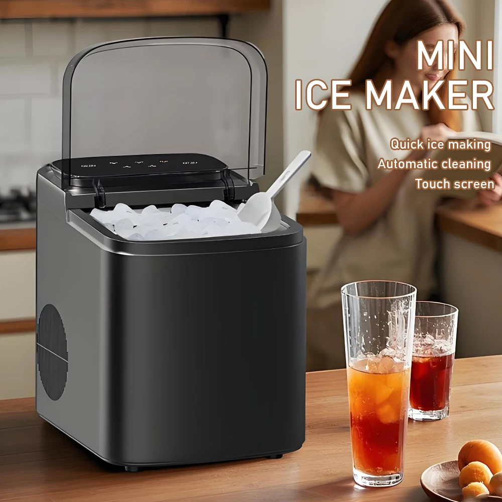 

Mini Smart Ice Maker 110V-220V Portable Ice Maker Cube Ice Automatic Ice Boxes for Home Dormitory Office Camping Car Carrying