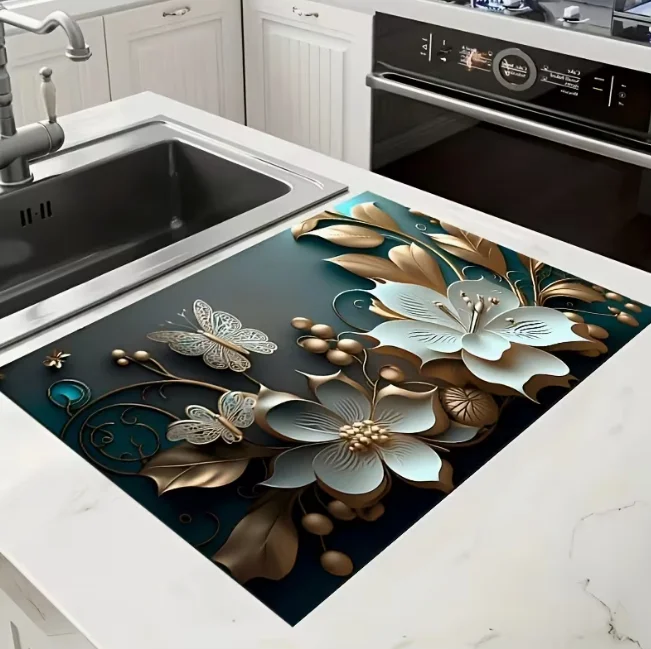 Dish Drying Mat Flower Absorbent Drying Mat Used for Kitchen