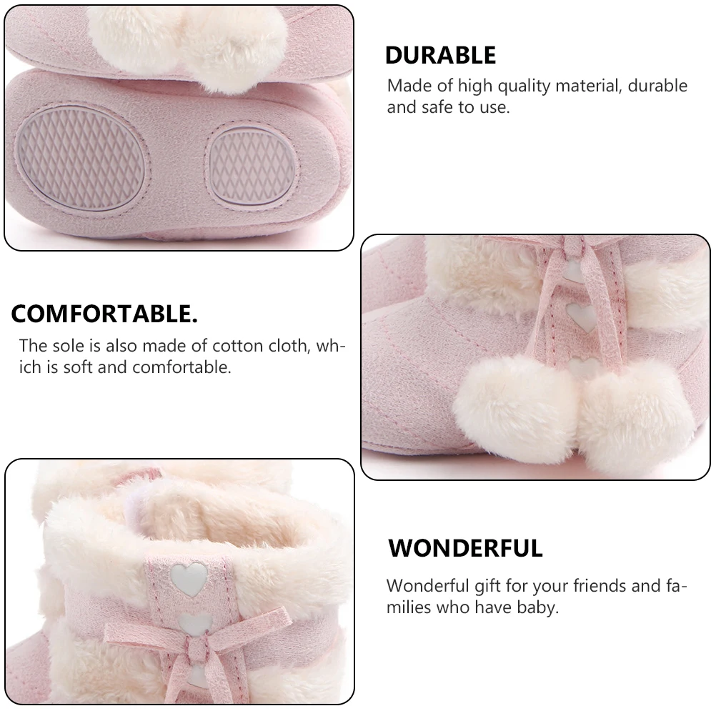 1 زوج أحذية الشتاء الطفل أحذية عيد الميلاد Prewalker القطن الدافئة لينة وحيد Bowknot تصميم للأطفال حديثي الولادة مريحة المشي