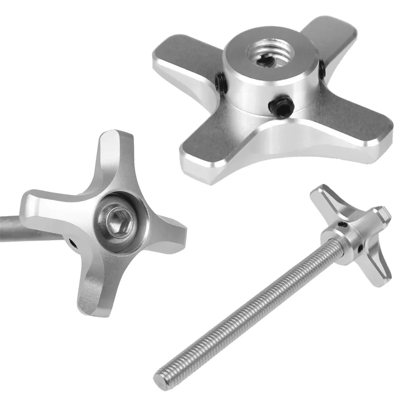 M6 Pruim Hand Draai Schroef Handvat Bolt Draad Ster Vormige Klemmen Noten Knop Rvs & Aluminium