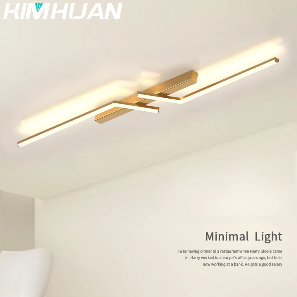 

Modern LED Long Channel Ceiling Light 60/80/100/120CM Living Room Bedroom Corridor Kitchen Home Decoration Golden