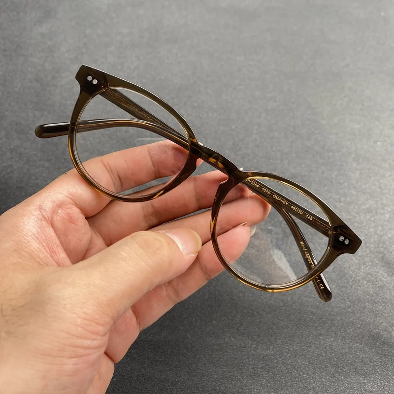 Leopard color retro round glasses Women's acetate glasses frame Brown men's prescription glasses Optical myopia glasses