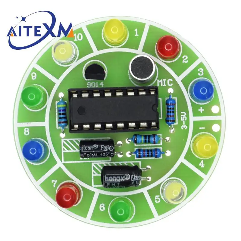 CD4017 Colorful Voice Control Rotating LED Light Kit Electronic Manufacturing DIY Kit Spare Parts Student Laboratory