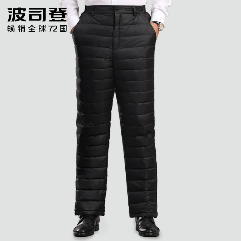 Wadded Trousers down Men's Outer Wear Middle-Aged and Elderly Large Size High Waist Warm Thickened Inner Wear off-Season