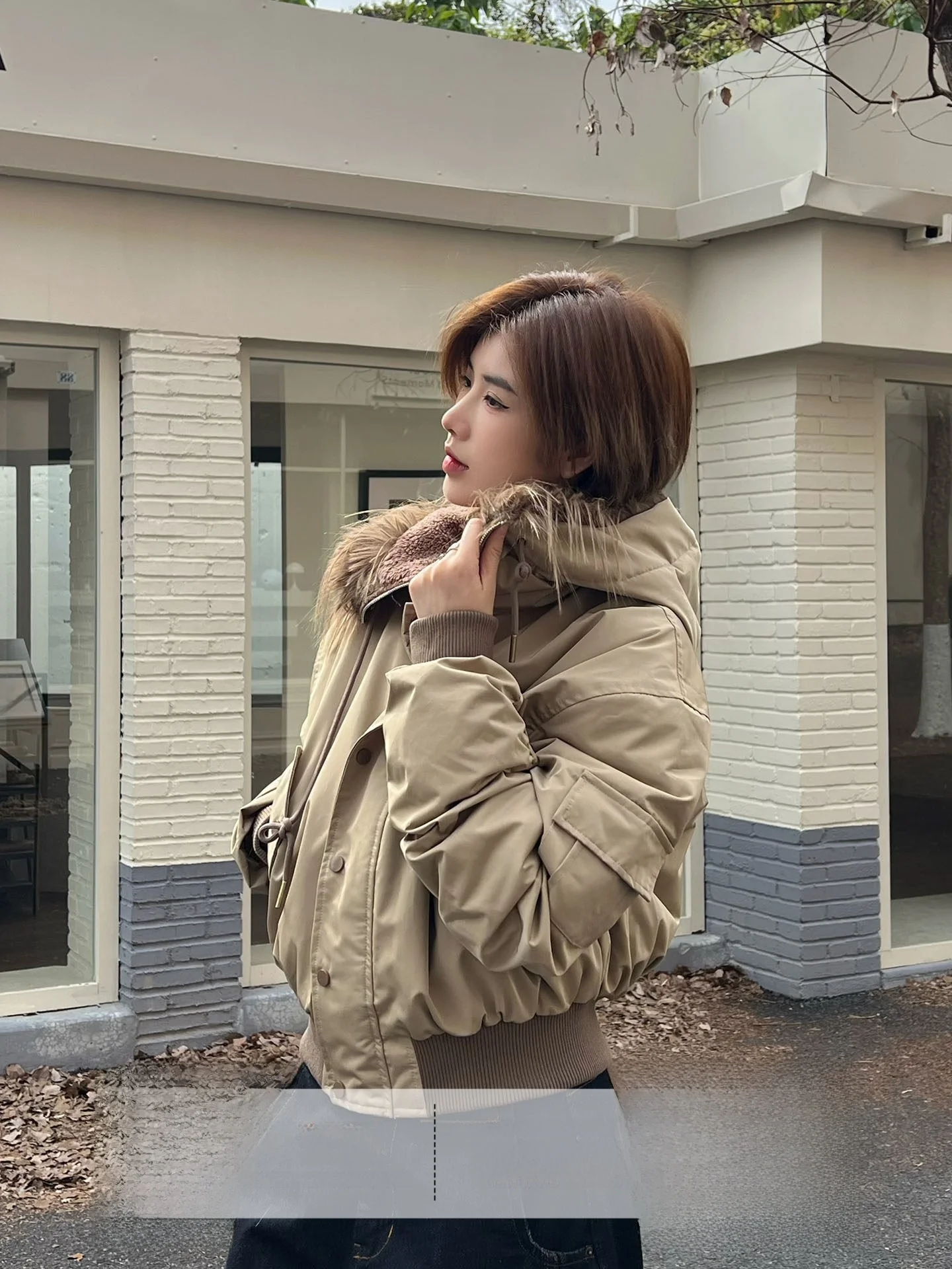 

Ja Thiened Warm Street Sle ort Pilot Cotton Jaet Winter Outerwear for Couples Vintage Commute Loose Fit Zipper Closure