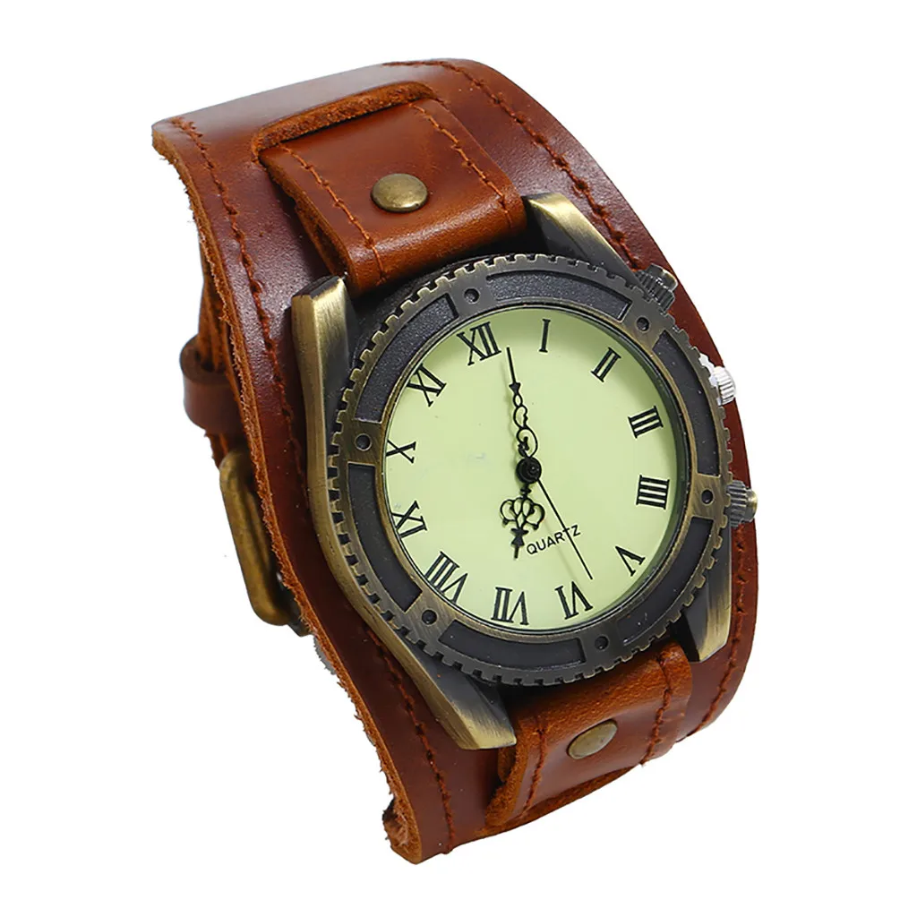 Men Punk Retro  Fashion Pin Buckle Strap Leather Watch