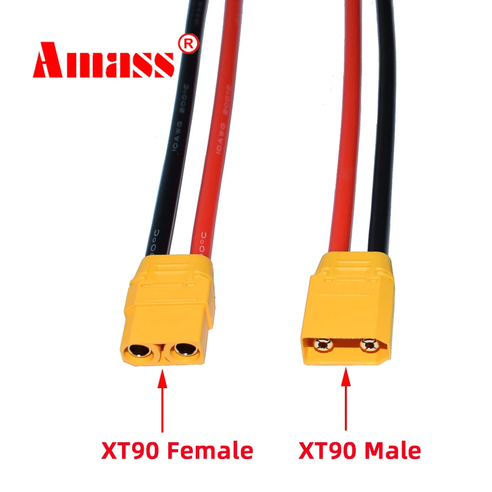 3PCS Amass XT90H XT90 Wire XT 90 Plug Male and Female Connector 180mm 10AWG Silicon Wire for RC Lipo Battery FPV Racing Drone