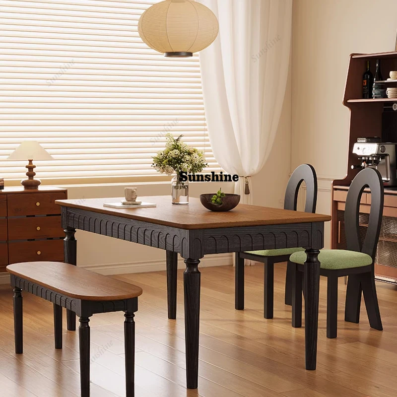 

French antique dining table household small apartment living room dining table