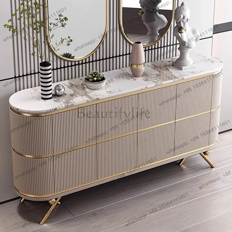 Italian minimalist rock slab dining side cabinet modern minimalist secret cabinet light luxury living room wall decoration