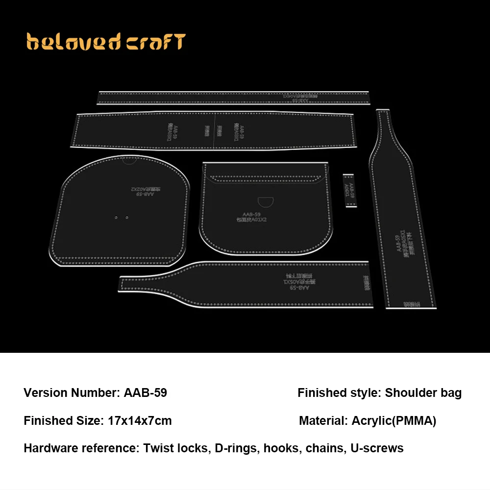 BelovedCraft-Leather Bag Pattern Making with Acrylic Templates for Long wallet single-shoulder crossbody bag